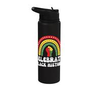 Célébrez l'histoire des Noirs Rainbow - Autonomisation des droits civils Stainless Steel Insulated Water Bottle