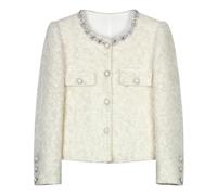 Celebrity Heavy Industry Veste à boutonnage simple avec perles clouées Style parfum Petit parfum Col rond, Livre blanc, M