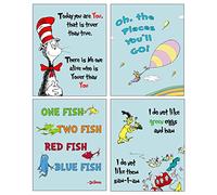 Celebrity Prints Dr Seuss Impression photo pour enfants - Adorable décoration murale pour chambre d'enfant, salle de jeux - Fond bleu pastel (également disponible en fond rose, vert ou jaune)