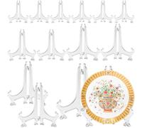 Celepoir 14 Piece Pliable Support Assiette, 3-7 Inch Plastique Transparent Porte Assiette, Multifonctionnel Support Decorative, Mini Chevalet pour Vitrine Couverts de Collection, Photo Cadre, DVD