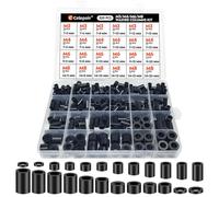 Celepoir Lot de 320 Entretoise en Plastique ABS Noir, 24 Tailles Douilles d'écartement M3, M4, M6, M8, Entretoises en Plastique, Isolation des Entretoises, pour Vis d'espacement & Circuits Imprimés