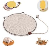 Celery Pets Dual Scratching Pad, Celery Pets Cat Scratcher Mat, Natural Cotton Rope Cat Scratching Mat, for Indoor, Wall, Couch, Carpets (White,14in)