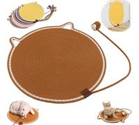 Celery Pets Dual Scratching Pad, Celery Pets Cat Scratcher Mat, Natural Cotton Rope Cat Scratching Mat, for Indoor, Wall, Couch, Carpets (Khaki,14in)