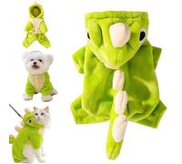 Celery Pets Pet Dinosaur Costume, Celery Pets Dinosaur Costume for Dog and Cat, Fleece Winter Puppy Hoodies with Leash Ring, Dinosaur Cat Clothe for Small Medium & Large Pet (Green,XS)