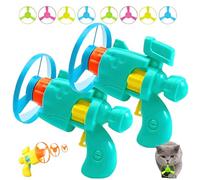 Celerypet Light-Up Flying Disc Cat Launcher Set,Celery Pets Cat Toy with Colorful Flyings Propellers Set,Cats Playing Tracking Interactive Toys for Pet Training,Chasing (Green*2)