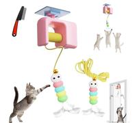 CeleryPets Autobounce USB-C Ceiling Cat Teaser, Meowvo Upgraded Smart Ceiling Cat Teaser, Interactive Electric Cat Toy with Self Adhesive Suction Cup Indoor Door Frame Hanging (Pink)