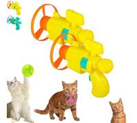 Celerypets Light-Up Flying Disc Cat Launcher Set, Celerypets Cat Fetch Toy with Colorful Flying Propellers Set, Cats Playing Tracking Interactive Toys, for Chasing Training Hunting (Yellow*2)