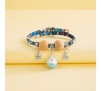 Celerypets Lucky Kimono Cedar-Bead Pet Collar, Kimono Cedar-Bead Pet Collar, Comes with a Lucky Pendant, Comfortable and Adjustable, Suitable for of Pets (Blue*1pcs,S)