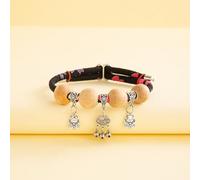 Celerypets Lucky Kimono Cedar-Bead Pet Collar, Kimono Cedar-Bead Pet Collar, Comes with a Lucky Pendant, Comfortable and Adjustable, Suitable for of Pets (Black1*1pcs,M)