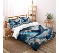 Céleste Baleine Souveraineté Ensemble De Lit Super King（260x220cm） Impression 3D WildVie Terre Terre pour Garçons Et Filles en Microfibre Respirant avec Fermeture Éclair Literie Confort