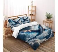 Céleste Baleine Souveraineté Parure De Lit King（220x240cm） Impression 3D WildVie Terre Terre pour Famille en Microfibre Respirant avec Fermeture Éclair Literie Confort