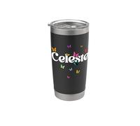 CELESTE - Joli prénom de fille avec des papillons colorés Gobelet isotherme en acier inoxydable double paroi