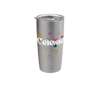 CELESTE - Joli prénom de fille avec des papillons colorés Gobelet isotherme en acier inoxydable double paroi