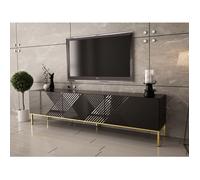 Celeste - meuble TV - 190 cm - style contemporain - Noir / Doré
