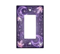 Céleste Moon Crystal Circuit croissant de lumière à bascule simple | Motif croissant de lune, grappes de cristal, lignes de circuit imprimé, esthétique sorcière, thème cosmique