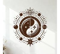 Céleste Yin Yang Mandala Planètes Étoiles Soleil Stickers muraux 54.6x62cm Stickers pour vitres Café
