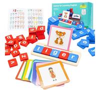 Celestia Alphabet Enfant Blocs de Lettres en Bois pour Enfants - Jouet Éducatif pour Tout-Petits & Petits Enfants (Apprendre Mots & Vocabulaire)