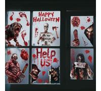 Celestia Autocollants pour Halloween, 9 Feuilles 59 Pièces Décorations de fenêtre d'halloween Affiches de Zombies, Fenêtre Accessoires de Déco d'horreur pour Halloween Fête Porte Plancher