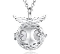 CELESTIA Bola de Grossesse, Collier Bola Grossesse avec Pendentif Arbre de Vie et Ailes d'Ange, Bijoux Cadeau Femme Enceinte/Future Maman, 76~114 Chaînes Ajustables