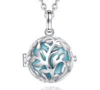 CELESTIA Bola Grossesse, Arbre de Vie Collier Grossesse, Plaqué Argent Pendentif avec Deux Chaînes Réglables, Bijoux Cadeau Femme Enceinte/Future Maman, Invoque l'ange Gardien