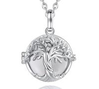 CELESTIA Bola Grossesse, Pendentif Bola de Grossesse Plaqué Argent Arbre de Vie Bijoux Cadeau Femme Enceinte/Future Mamans, Deux Chaînes 76~114 CM