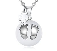 CELESTIA Collier Bola de Grossesse, Maternité Pendentif à Bille Ronde avec Empreinte, Cadeau pour Femmes Enceintes, Appelant d'ange pour Bébé