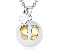 CELESTIA Collier Bola de Grossesse, Maternité Pendentif à Bille Ronde avec Empreinte, Cadeau pour Femmes Enceintes, Appelant d'ange pour Bébé