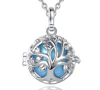 CELESTIA Collier Bola Grossesse Arbre de Vie Bola de Grossesse Plaqué Argent Collier Grossesse Femme Enceinte avec Boule de Carillon Bleu Bijoux Grossesse