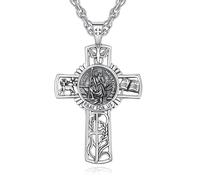 CELESTIA Collier Croix et Saint Christophe Argent Sterling 925 Bijoux Religieux pour Baptême, Communion, Cadeau pour Homme/Femme, Fête des Pères, Pâques, Chaîne Ajustable