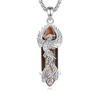 CELESTIA Collier Phénix Pendentif Argent Oiseau Phoenix avec Cristal de Roche Pierre Bijoux Mythiques Porte Bonheur Femme Cadeau pour sa Maman Mamie Fete des Meres