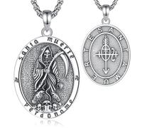 CELESTIA Collier Santa Muerte Argent Sterling 925 Pendentif avec Chaîne Acier Inoxydable Whimsigoth Bijoux Gothiques Halloween Cadeau pour Femme Hommes Unisexe