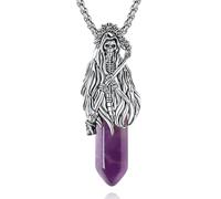 CELESTIA Collier Santa Muerte Crâne Gothique Améthyste Obsidienne | Pendentif crâne Santa Muerte avec améthyste ou obsidienne noire, collier gothique unisexe, talisman style mystique
