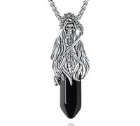 CELESTIA Collier Santa Muerte Crâne Gothique Améthyste Obsidienne | Pendentif crâne Santa Muerte avec améthyste ou obsidienne noire, collier gothique unisexe, talisman style mystique