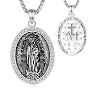 CELESTIA Collier Vierge de Guadalupe Médaille Religieuse Femme Double Face