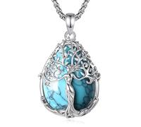 CELESTIA ELESTIA Collier Arbre de Vie Femme Turquoise Pierre Naturelle