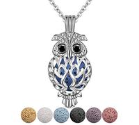 CELESTIA Femme Celtique Arbre de Vie Collier d'huile Essentielle Aromathérapie Diffuseur Bijoux, Argent Arbre Pendentif avec 7 Perles de Lave, Soulagement du Stress