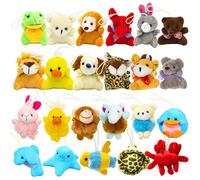 Celestia Lot de 24 mini jouets en peluche, porte-clés animaux en peluche, porte-clés pour enfants, porte-clés en peluche pour enfants, jeux de Pâques, salle de classe, prix