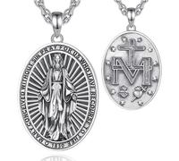 CELESTIA Médaille Miraculeuse Argent Collier Vierge Marie Femme Pendentif Argent 925 Religieux Bijoux Chrétien Porte Bonheur Cadeau