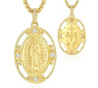 CELESTIA Medaille Miraculeuse Or Pendentif Vierge Marie Argent Sterling 925 Médaille Vierge Marie Femme Collier Chretien Bijoux Femme Cadeau Paques Communion Bapteme
