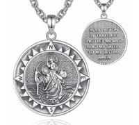 CELESTIA Médaille Saint Christophe Pendentif Boussole Collier pour Homme et Femme Argent Sterling 925 Bijou Religieux Cadeau Maitresse d'école fin d'année Scolaire