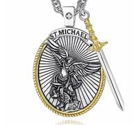 CELESTIA Médailles Saint-Michel/Saint-Christophe/Saint Benoît/Saint Gabriel/Vierge Marie/Jésus/Caravaca/Métatron/Sceau des sept archanges pour hommes femmes cadeaux religieux en argent sterling 925,
