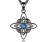 CELESTIA Noir Collier Celtique Nœud de Sorcière Pendentif Femme Argent Sterling avec Chaîne Acier Inoxydable, Bijoux Sorciere Sorcellerie Amulette Talisman Protection Wicca Cadeau