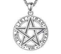 CELESTIA Pentacle Collier de Protection Femme Argent 925 Pendentif Pentagramme Tetragrammaton Bijoux Wicca Sorcellerie Esoterisme et Spiritualite Cadeau Femme Amulette
