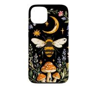 Celestial Bee Moon Mushroom Cottagecore Botanical Coque pour iPhone 13