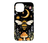 Celestial Bee Moon Mushroom Cottagecore Botanical Coque pour iPhone 15