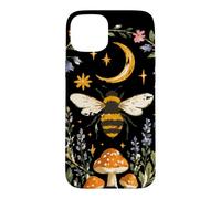 Celestial Bee Moon Mushroom Cottagecore Botanical Coque pour iPhone 15 Plus