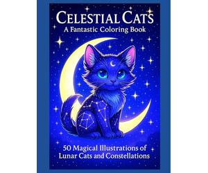 Celestial Cats: A Fantastic Coloring Book: 50 Magical Illustrations of Lunar Cats and Constellations - Stress Relief Coloring Book for Adults and Teens with Single-Sided Pages for Easy Framing