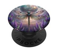 Celestial Dragonfly Moon Fantasy Garden Gothic Floral Look PopSockets PopGrip Adhésif