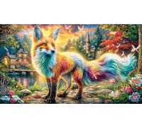 Celestial-Fox-with-Flame-Wings 1000 pièces Défi de Jeu éducatif Puzzle Idée Cadeau Parfaite Puzzle pour Adultes et Enfants Beau Puzzle de décoration 38x52/1000 pièces