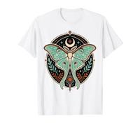 Celestial Luna Moth Moon Sun Stars Botanique T-Shirt Graphique avec Valeur, Homme, Blanc, S